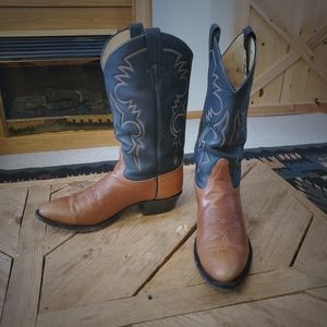 RCC western mens cowboy boots leather black and brown Men's size 10 D